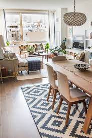 How To Skillfully Combine Multiple Rugs In A Room Modern Apartment Living Room Apartment Living Room Design Dining Room Small
