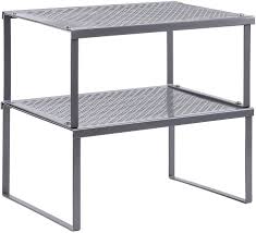 Oubonun kitchen storage organizer bins set of 4 (2 large, 2 medium), transparent container bins with handles, cabinet storage bins for kitchen food pantry refrigerator bpa free. Amazon Com Nex Kitchen Shelf Organizer For Cabinet Counter Cupboard Pantry Stackable Expandable Dark Silver Home Kitchen