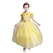 Girls Belle Costume Beauty And The Beast Princess Kids Flower Party Fancy Dress In 2020 Belle Costume Halloween Fancy Dress Princess Belle Costume