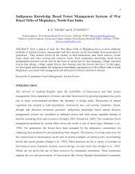 Pdf Indigenous Knowledge Based Forest Management Systems Of War Khasi Tribe Of Meghalaya North East India