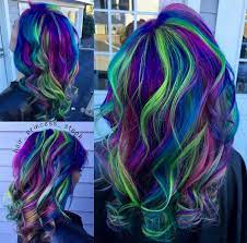 Purple Green Galaxy Hair Google Search Fox Hair Dye Rainbow Hair Color Green Hair