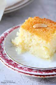 How to make semolina yogurt cake at home? Basbousa Semolina Cake With Lemon Rose Syrup