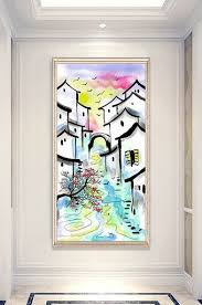 Chinese Style Abstract Ink Jiangnan Architectural Painting Living Room Entrance Decors 3d Models Psd Free Download Pikbest Porch Paint Architecture Painting Painting