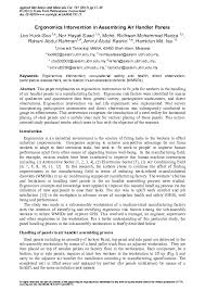 Certificate in occupational safety & health. Pdf Ergonomics Intervention In Assembling Air Handler Panels Amirul Rashid And Huck Soo Loo Academia Edu