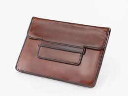 Yves Saint Laurent Brown Leather Vintage Envelope Clutch Penny Pincher Boutique