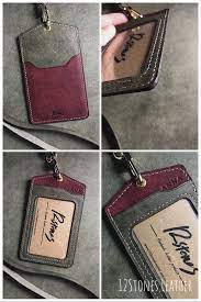 Personalised Lanyard Card Holder Custom Id Card Holder Badge Card Holder Leather Wallet Pattern Leather Lanyard Leather Gifts