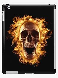 Skull In Fire T Shirt Ipad Retina 3 2 Snap Case By Graphiks Skull Fire Skull Padded Case