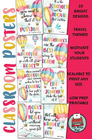 travel theme motivational quote posters classroom posters