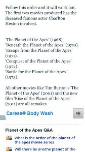 Movie Order Planet Of The Apes Reading Material Two Movies