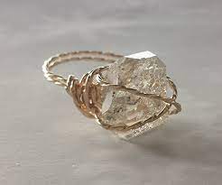 Amazon Com Herkimer Diamond Ring Minimalist Promise Ring April Birthstone Unique Enga Raw Diamond Engagement Rings Raw Diamond Engagement Raw Diamond Rings
