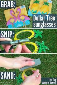 Turn Dollar Tree Sunglasses Into Great Summer Table Decor In Minutes Dollar Store Diy Decorations Summer Table Decorations Dollar Tree Crafts
