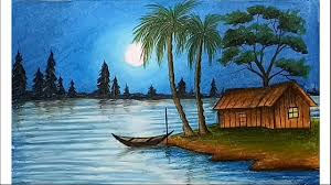 Drawing simple landscape for kids with oil pastels. Beautiful Scenery Of Oil Pastel Novocom Top