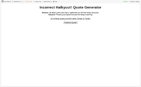 We did not find results for: Incorrect Haikyuu Quote Generator Perchance