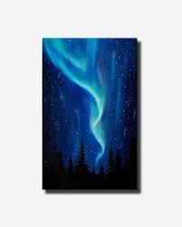 Northern Lights Painting Aurora Borealis Oil Painting On Canvas Night Sky Landscape Painting Star Northern Lights Art Art Painting Oil Northern Lights Painting