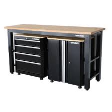 Husky 42 In H X 72 In W X 24 In D Steel Garage Cabinet Set In Black 3 Piece 688 Garage Cabinets Garage Decor Steel Garage
