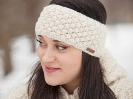Hand-knitted Lamb Wool Headband: Fleece Lined Popcorn Style Ear Warmer,  Ethical Clothing