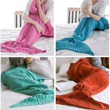 Insert tapestry needle purlwise into the first stitch on front. Uk Kids Handmade Knit Mermaid Tail Blanket Crochet Snuggle Wrap Bed Sleeping Bag
