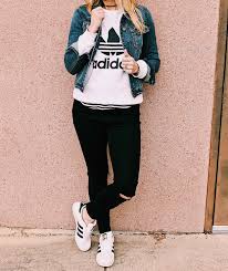 Black And Gold Adidas Jacket Womens Adidas Superstar Outfit Adidas Outfit Denim Jacket Outfit Fall Fashion Winter Fashion Adidas Outfit Adidas Superstar Outfit Superstar Outfit