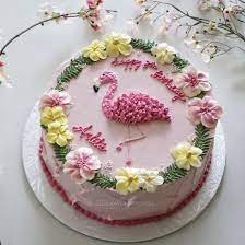 Flamingo And Flower Buttercream Cake Simple Birthday Cake Designs Tropical Birthday Cake Simple Birthday Cake