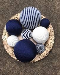 Shop with afterpay on eligible items. Navy Blue Gray And Cream Yarn Balls Bowl Filler Balls Vase Etsy Yarn Ball Blue Christmas Decor Christmas Decor Diy
