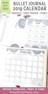 2019 Calendar Printable Set Mandala Coloring Design Press Print Party Calendar Printables Calendar Bullet Journal Printables