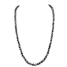 Skyjewels Beautiful 28 Inches 5 00 Mm Black Diamond Faceted Beads Necklace With 925 Silver Clasp Faceted Bead Necklace Black Diamond Necklace Faceted Bead