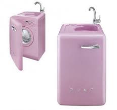 Not Liking The Pink Color But The Design Is Sweet Washing Machine With Sink And Faucet For Small Spaces Tiny House Movement Tiny House Smeg