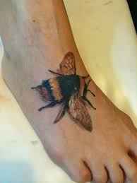 Attractive cute bumblebee tattoo design for leg calf. Bumblebee Foot Tattoo