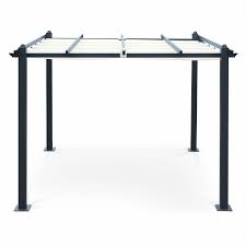 Tente De Jardin Pergola Aluminium 3x3m Condate Toile Retractable Toile Coulissante Tonnelle Abri De Terrasse Ecru A Pergola Aluminium Tente Jardin Pergola