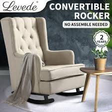 Artiss rocking armchair feeding chair fabric armchairs lounge recliner charcoal. Levede Rocking Chair Nursing Baby Feeding Armchair Lounge Sofa Linen Fabric Ebay