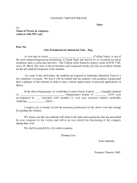 From, date (mention the date of writing the letter) to, subject: Industrial Visit Permission