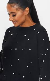 Top black sweater with pearls Sale Black Friday