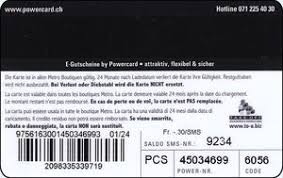 It is similar to a gift card. Gift Card Metro 8 Metro Switzerland Metro Col Ch Metro 08