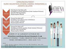 Kirim loker terbaru ke emailmu. Lowongan Kerja Besar Besaran Klinik Kecantikan Athena Tangerang Jakarta Selatan