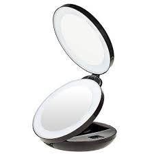 Kedsum 1x10x Double Sided Led Lighted Makeup Mirror Compact Folding Vanity And Travel Mirror Black Travel Makeup Mirror Makeup Mirror Makeup Mirror With Lights