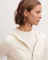 Zip-up hooded pullover in Cachemire Women autumn white