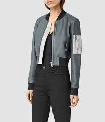 Allsaints Uk Womens Wells Leather Bomber Jacket Khaki Grn Khakigrn Denim Bomber Jacket Leather Bomber Jacket Leather Jackets Women