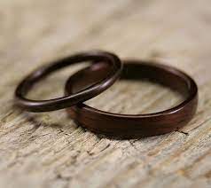 Classic Indian Rosewood Ring Set Wood Wedding Ring Wooden Rings Engagement Wooden Wedding Bands