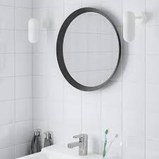 Langesund Dark Grey Mirror 50 Cm Ikea Mirror Wall Bathroom Round Mirror Bathroom Mirror