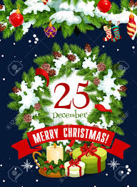Merry Christmas Greeting Card For 25 December Winter Holiday Royalty Free Cliparts Vectors And Stock Illustration Image 88337986