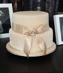Ivory And White Chantilly Lace 2 Tier Wedding Cake Beautifully Classic Tiered Wedding Cake Ivory Wedding Cake Simple Wedding Cake