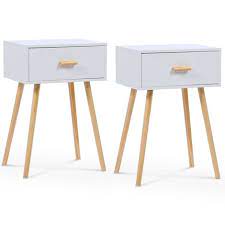 lot de 2 tables de chevet blanches eiya scandinaves en bois table de chevet blanche chevet blanc table de chevet