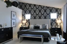 Black And Silver Wallpaper With Flroal Motifs For Elegant And Classy Look Silver Bedroom Silver Bedroom Decor Bedroom Design