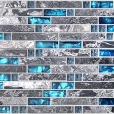 They look particularly striking as kitchen backsplash or shower wall and also perform splendidly as an accent panel or countertop surface. Tst Mosaic Tiles Home Building Glass Tile Kitchen Backsplash Idea Bath Shower Wall Decor Teal Blue Gray Wave Marble Interlocking Pattern Art Mos