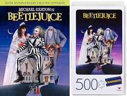 How did the couple first find beetlejuice? Amazon Com The Juice Is On Dazzling Beetlejuice Tim Burton Movie With 3 Animated Episodes Tv Series Retro Puzzle Its Showtime Michael Keaton Alex Baldwin Tim Burton Movies Tv