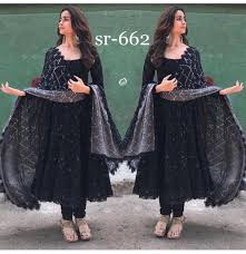 Excited To Share This Item From My Etsy Shop Veroniq Trends Bollywood Style Alia Bhatt Black Chikankar Anarkali Dress Bollywood Fashion Designer Dress Fabric