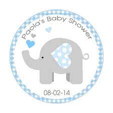Printable Blue And Gray Elephant Baby Shower Round Sticker Labels Elephant Baby Shower Decorations Elephant Baby Showers Baby Shower Stickers