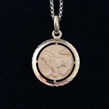 There you are cancer, sitting right. Vintage French Leo Zodiac Sign Amulet Necklace Gem