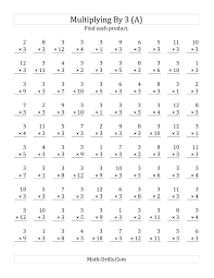The Multiplying 1 To 12 By 3 A Math Worksheet From The Mul Multiplication Facts Worksheets Math Multiplication Worksheets Printable Multiplication Worksheets