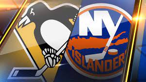 The islanders of a two one lead track down by blue and the left circle up on the play. Islanders Stun Pens 3 2 In Double Ot Take 3 2 Series Lead